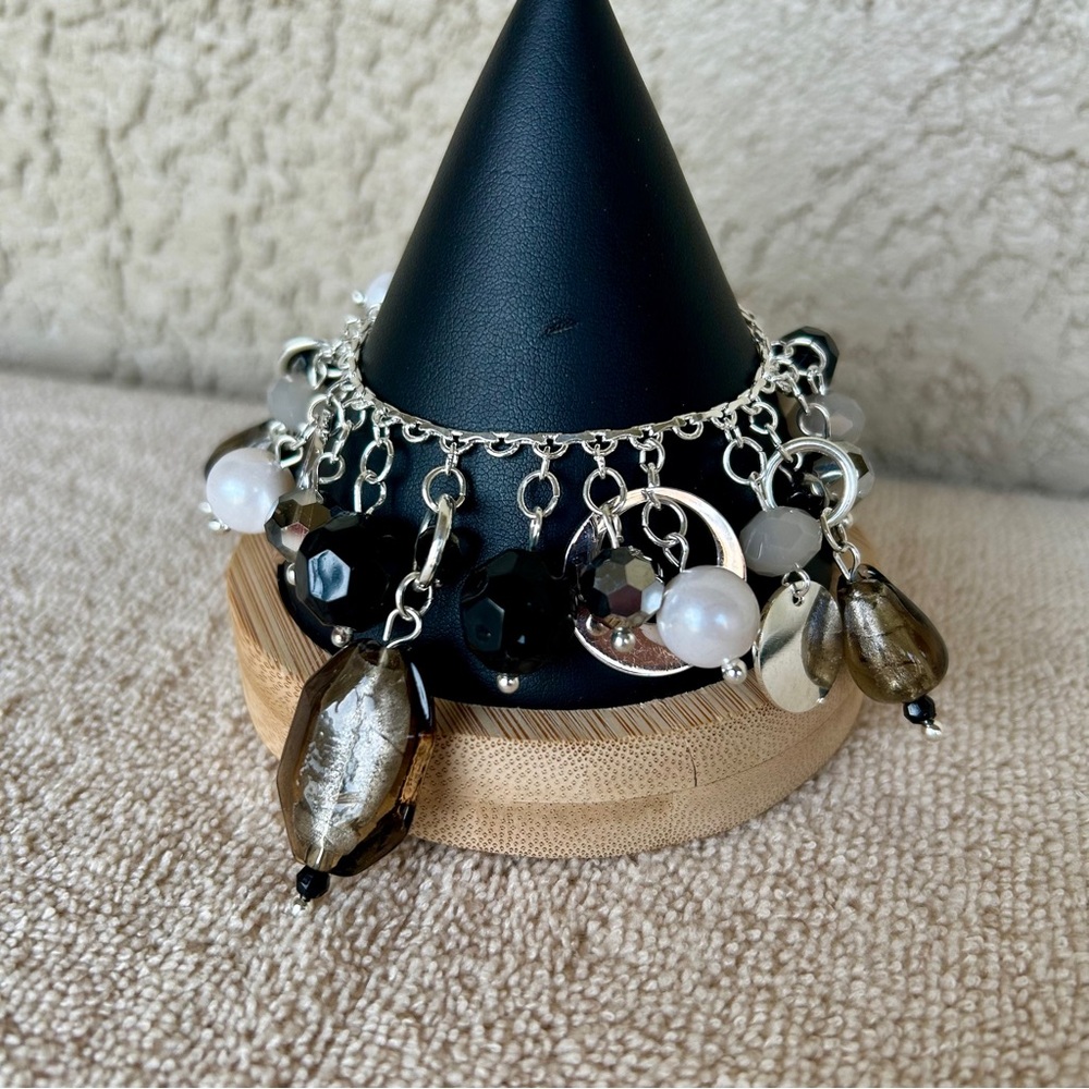 WHBM Silver and Black Charm Bracelet